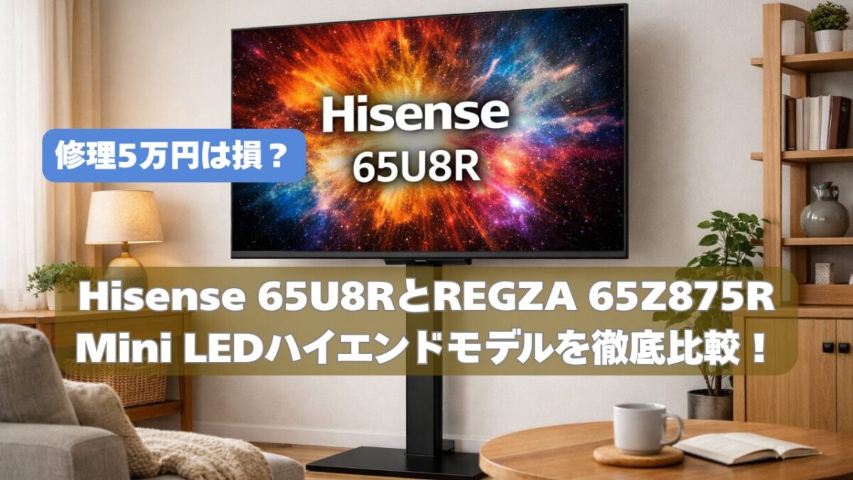 【体験レビュー】修理5万円は損？Hisense 65U8RとREGZA 65Z875Rを徹底比較！